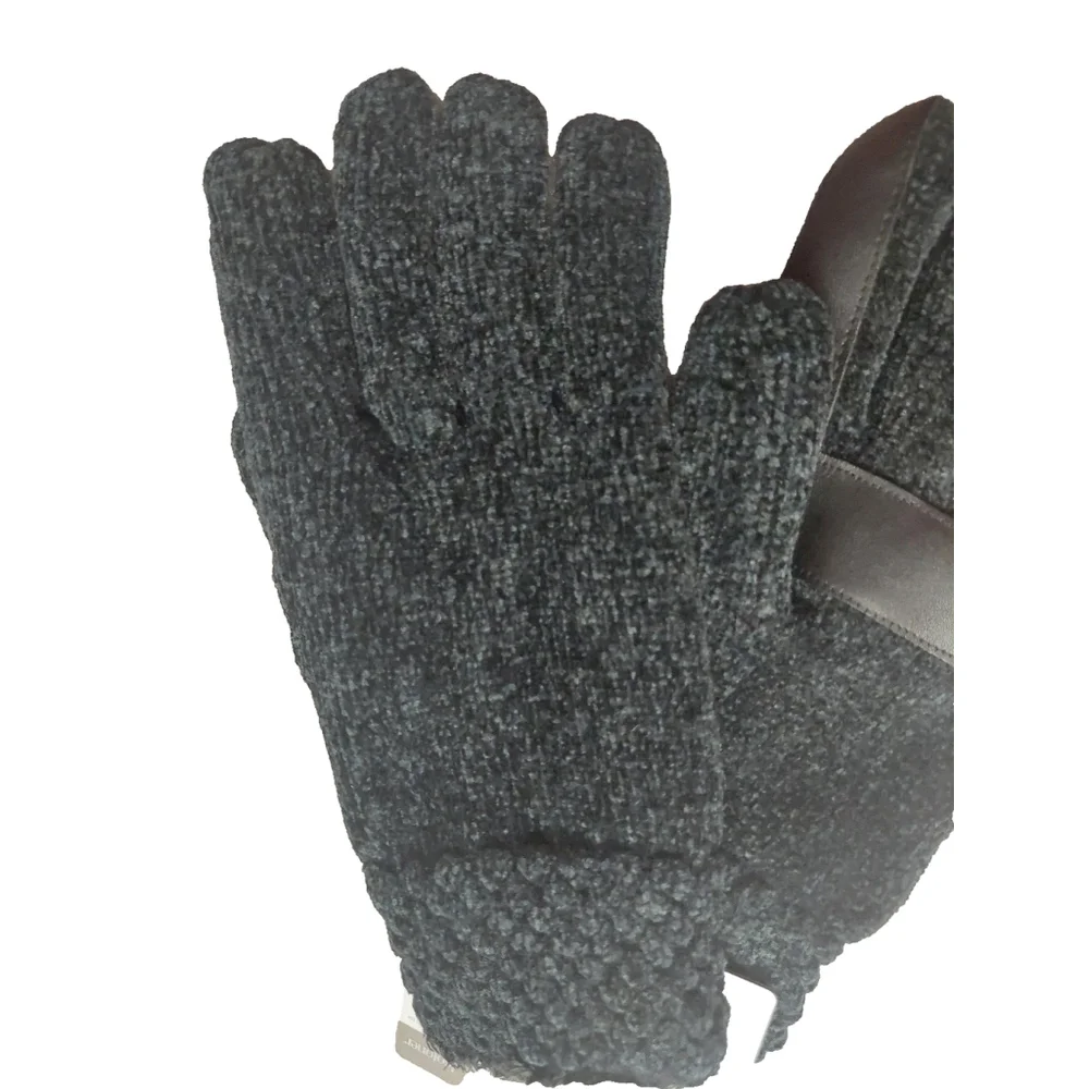 Isotoner Signature Black Chenille Cable-Knit Gloves Sz One Size NWT